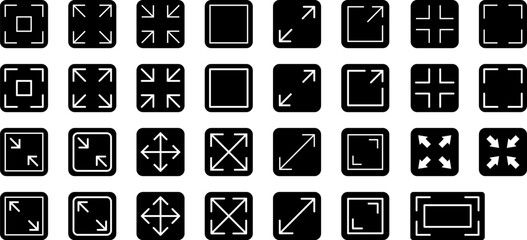 Full screen vector icon. Full screen and exit full screen icon. Scalability arrow mark icons in flat style for web, UI or mobile app. Vector illustration.