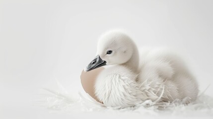 Canvas Print - white swan on the beach