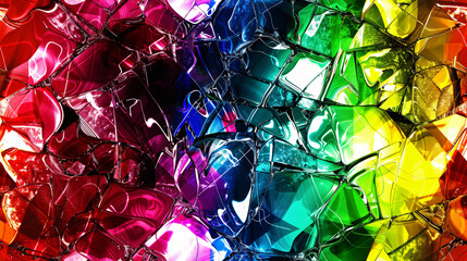 Poster - Colorful chaotic crystal pattern with intersecting lines forming an abstract background