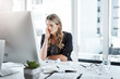 © DoneDeal/peopleimages.com - Business, woman and computer with frustrated in office with headache, overworked and mistake for copywriting project. Professional, employee and stress with paperwork, burnout or anxiety for workload