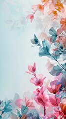 Wall Mural - a bunch of flowers that are on a blue background