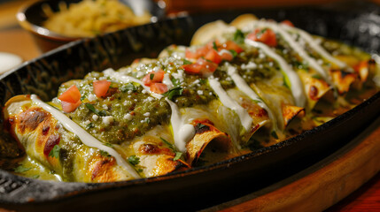 Sticker - Delicious Cheese Enchiladas with Green Sauce in a Baking Dish