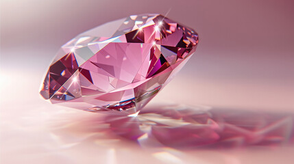 Pink diamond, on white background. Generative AI.