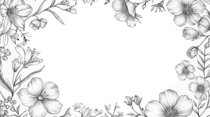 Wall Mural - Hand drawn circular floral pattern with copy space