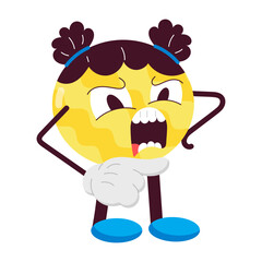 Wall Mural - A flat cartoon style sticker of angry emoji shouting  

