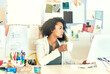 © peopleimages.com - Woman, print designer and browsing on computer, creative agency and professional on digital website layouts. Online, submitting and email artwork files for printing company, internet and graphic job