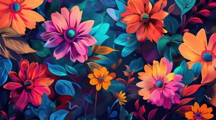 Wall Mural - Colorful background with lovely flowers