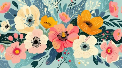 Poster - Retro floral blooms