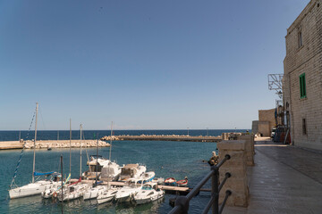 tourist port of giovinazzo, and road on the tower