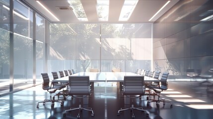 Poster - Business meeting, mixed-ability team, modern conference room,