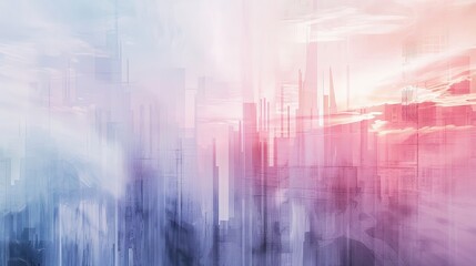 Wall Mural - Surreal and abstract cityscape with a soft color palette  AI generated illustration