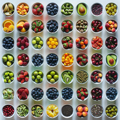 Poster - Colorful Bowls of Fresh Fruit and Berries