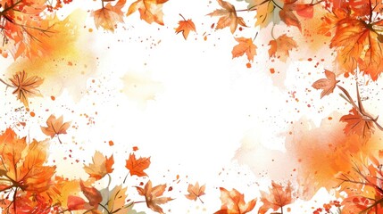 Canvas Print - Autumn themed frame on white background with space for text or design