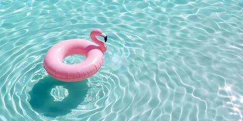 Canvas Print - Abstract background with a shadow pool featuring a pink flamingo inflatable floating on water. Concept Abstract Background, Shadow Pool, Pink Flamingo, Inflatable, Water Effects