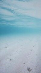 Wall Mural - Blue sea underwater with white sandy sea bottom and waves. Ocean background