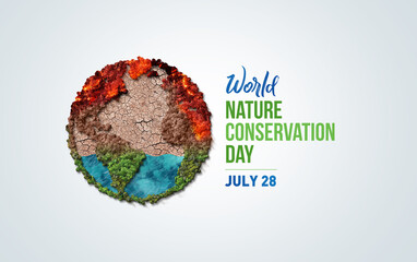 Wall Mural - World Nature Conservation Day concept. Green World Map- 3D tree or forest shape of world map isolated on white background. Green Planet Earth Day or Environment day Concept. World Forestry Day.