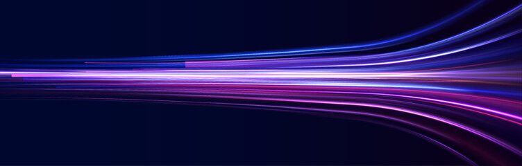 Fototapete - Low-poly construction of fine lines. Vector art of dynamic light motion, light trail, high speed effect, traffic motion. Expressway, the effect of car headlights.	