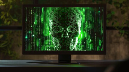 Malware Manifestation: Binary Skull Horror