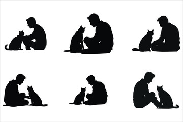 Cat and owner bonding moments silhouette Bundle