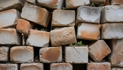 Wall Mural - Abstract backdrop of old broken concrete block wall, brick wall. Decay background.