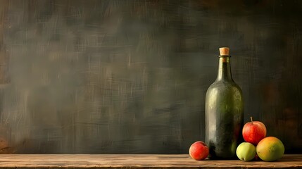 Sticker - still life with wine and fruits 