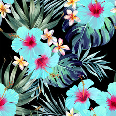 Wall Mural - Tropical pattern. Paradise plants and flowers. Hawaiian pattern. Exotic, tropics