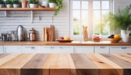 Sticker - Wooden Tabletop in a Modern Kitchen