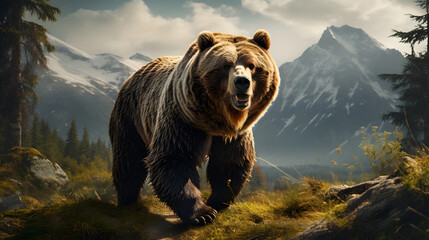 Wall Mural - Grizzly Bear in nature realistic