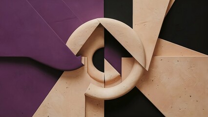 Wall Mural - Minimalist abstract background, geometric shapes, modern, robust textures, purple,  beige and  black colors