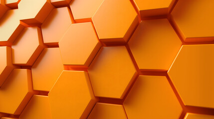 Wall Mural - Abstract Hexagonal Geometric Background with Orange and Teal Tones