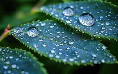 water drops on leaf