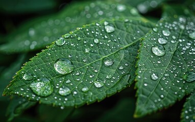 water drops on leaf