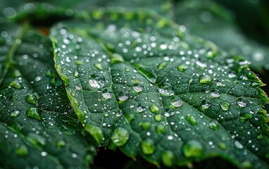 water drops on leaf