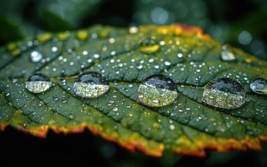 water drops on leaf