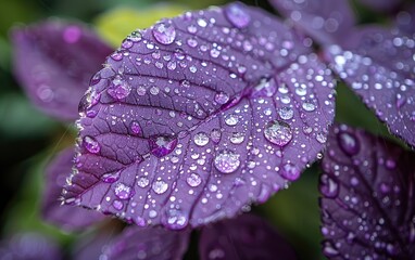 Wall Mural - water drops on leaf