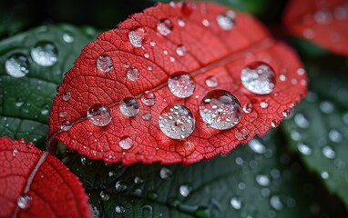 Wall Mural - water drops on leaf