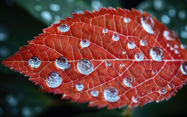 Wall Mural - water drops on leaf