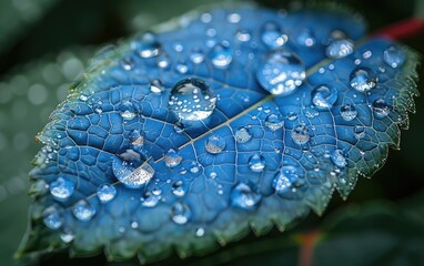 Wall Mural - water drops on leaf