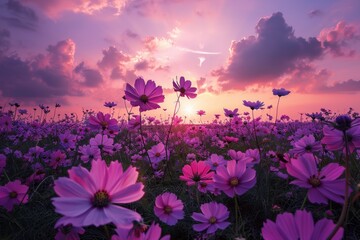 Sticker - Sunset Cosmos Flower Field