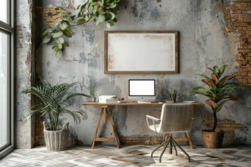 Sticker - Industrial Modern Office with Plant Decor