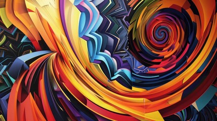 Wall Mural - a vibrant display of colorful swirls and intricate geometric designs, creating a dynamic and visuall
