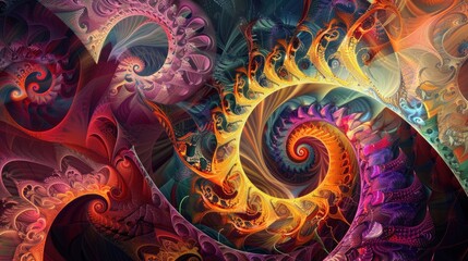 Wall Mural - a vibrant display of colorful swirls and intricate geometric designs, creating a dynamic and visuall