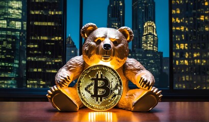 Wall Mural - Bitcoin BTC bear market is coming, Panic on the financial market mh.