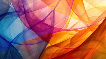 Wall Mural - abstract composition with overlapping layers of translucent colors, creating a mesmerizing play of l