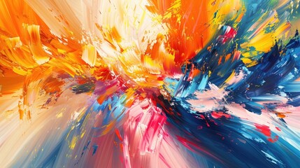 Wall Mural - abstract expressionist artwork with explosive bursts of color and gestural brush strokes, conveying 