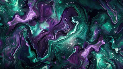 Canvas Print - Pattern and design with deep purple and dark green turquoise tones