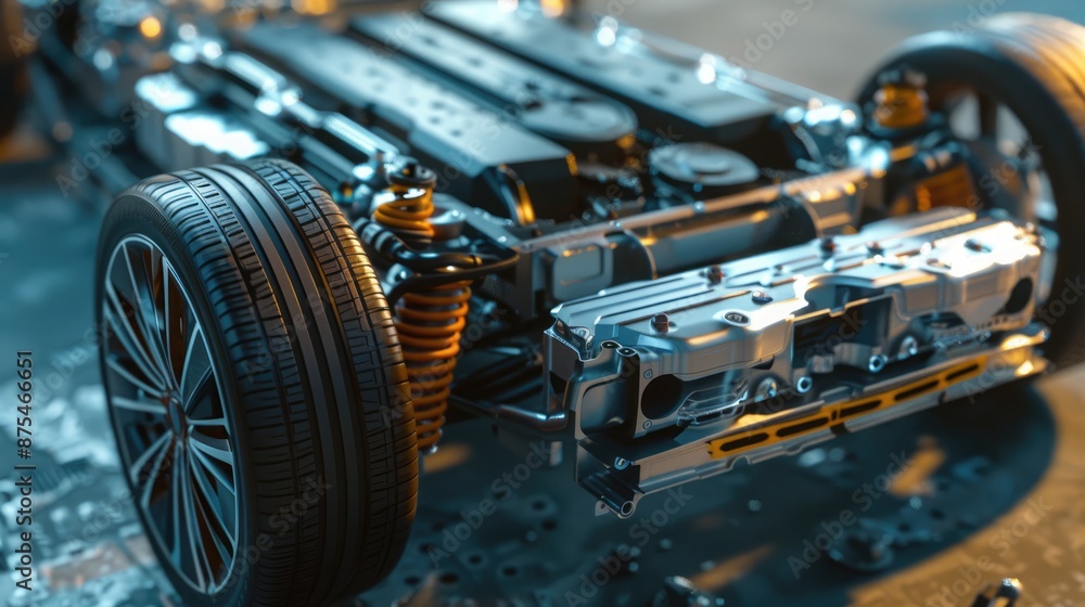 Car chassis with integrated high voltage electric vehicle battery pack ...