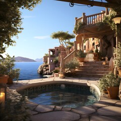 Wall Mural - Luxury villa on the coast of the Mediterranean Sea.