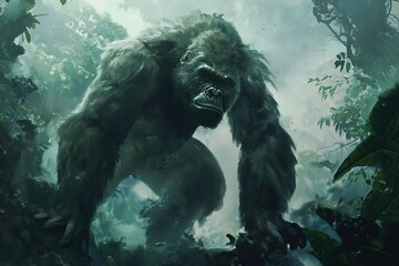 Poster - a gorilla in the jungle