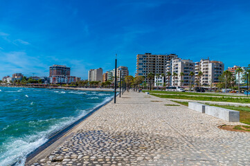 Wall Mural - A view along the promenade on the seafront at Vlore in Albania in summertime